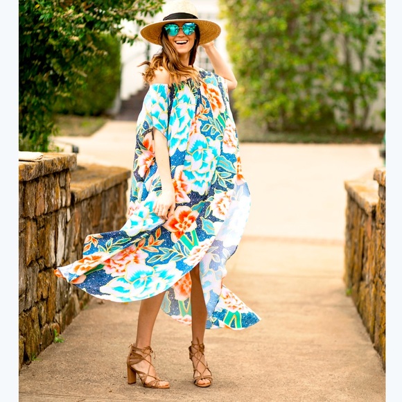 New! NWT! Mara Hoffman Cara Cara floral caftan maxi dress medium-large - Picture 4 of 12